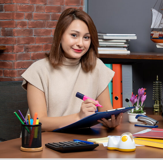 Student studying at a desk